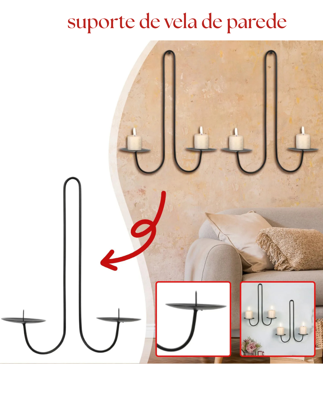 Castiçal de Parede em Ferro na decoração