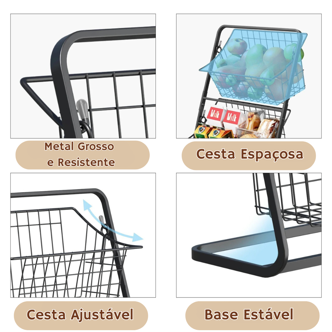 Cesta com Prateleiras de Armazenamento Multifuncional - FRETE GRÁTIS