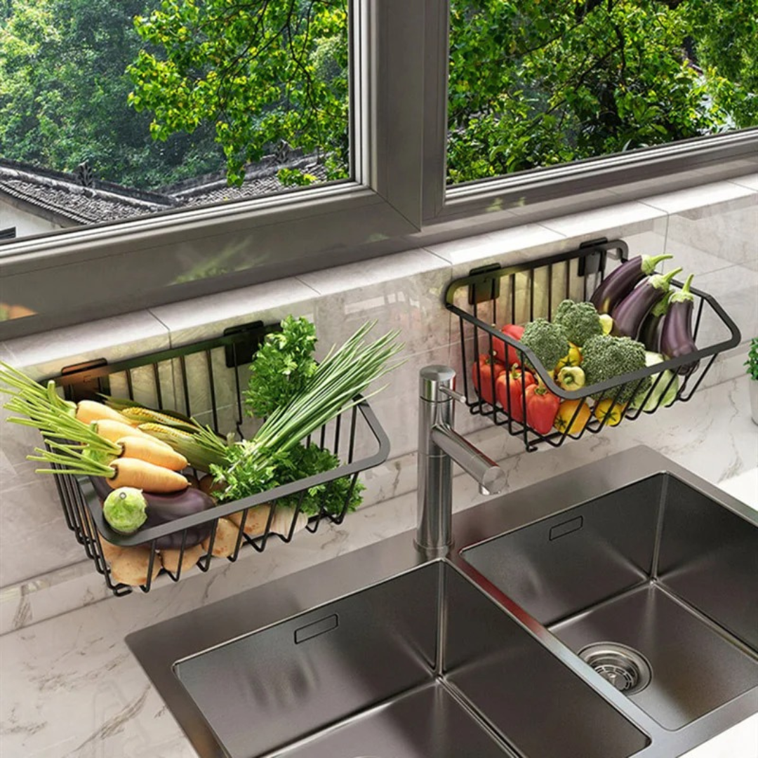 Cesta de Armazenamento de Cozinha em Aço Inoxidável – Organizador de Frutas e Vegetais, Montado na Parede Home Gaju