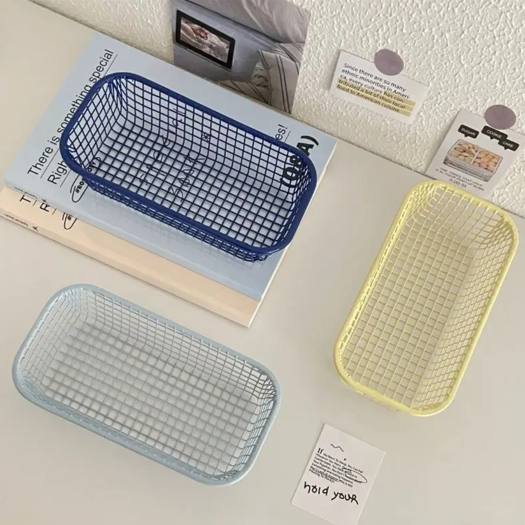 Cesta de Armazenamento de Mesa em Metal Organizador para Escritório e Casa | Home Gaju