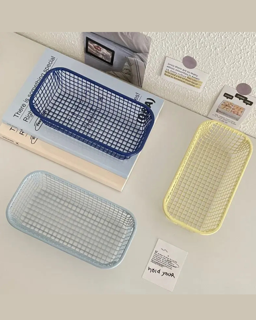 Cesta de Armazenamento de Mesa em Metal Organizador para Escritório e Casa | Home Gaju