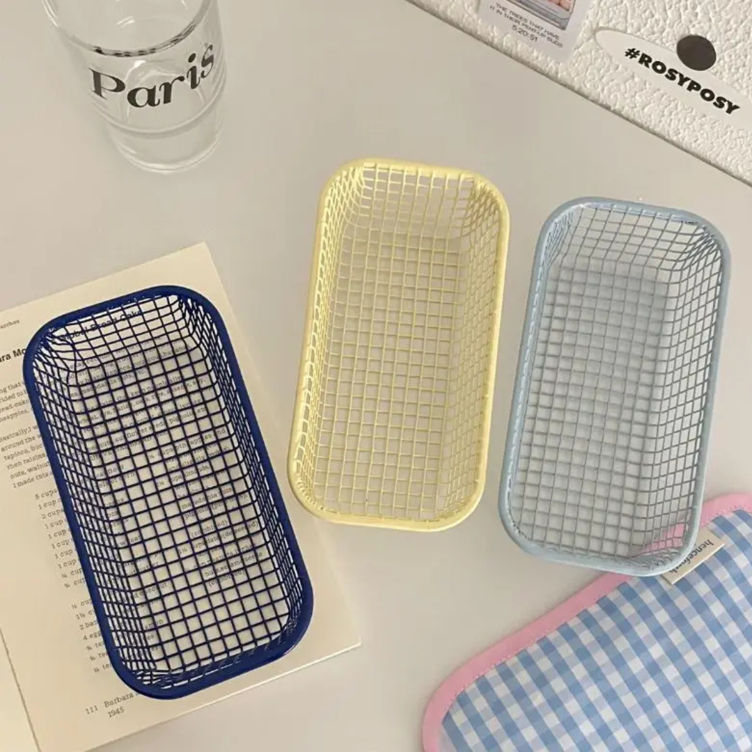 Cesta de Armazenamento de Mesa em Metal Organizador para Escritório e Casa | Home Gaju