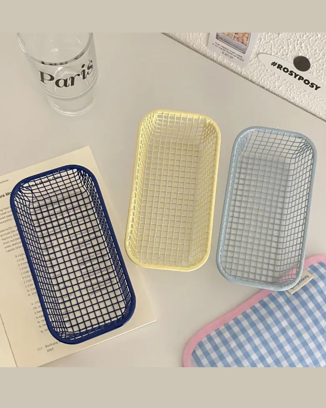 Cesta de Armazenamento de Mesa em Metal Organizador para Escritório e Casa | Home Gaju