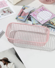 Cesta de Armazenamento de Mesa em Metal Organizador para Escritório e Casa | Home Gaju