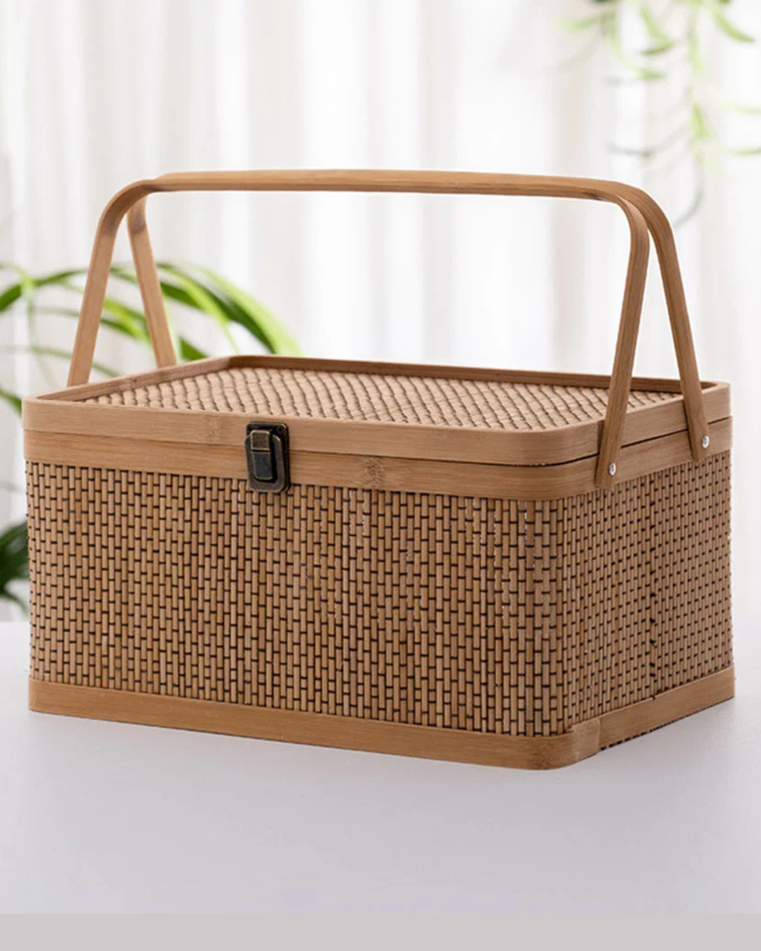 Cesta de Bambu Tecido para Armazenamento Frutas Verduras Ovos e Piqueniques | Home Gaju