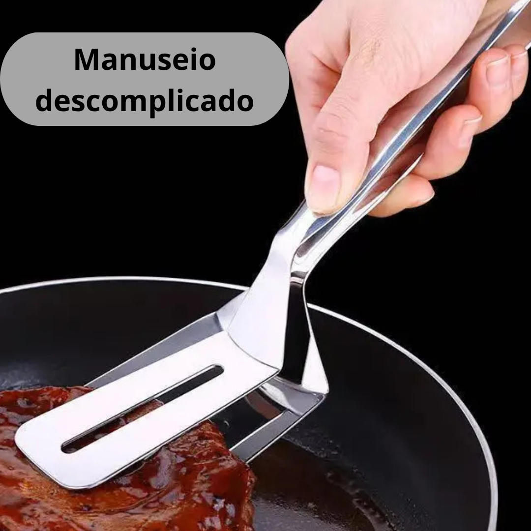 Clipe de Pá de Peixe Frito em Aço Inoxidável 2 em 1 Espátula Dupla para Grelhados | Home Gaju