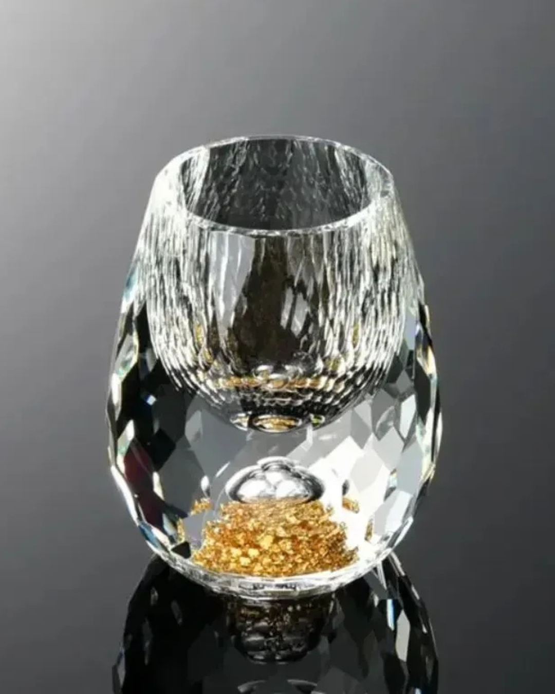 Conjunto 6 Copos Cristal Vidro com Folha de Ouro | Home Gaju