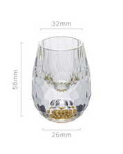 Conjunto 6 Copos Cristal Vidro com Folha de Ouro | Home Gaju
