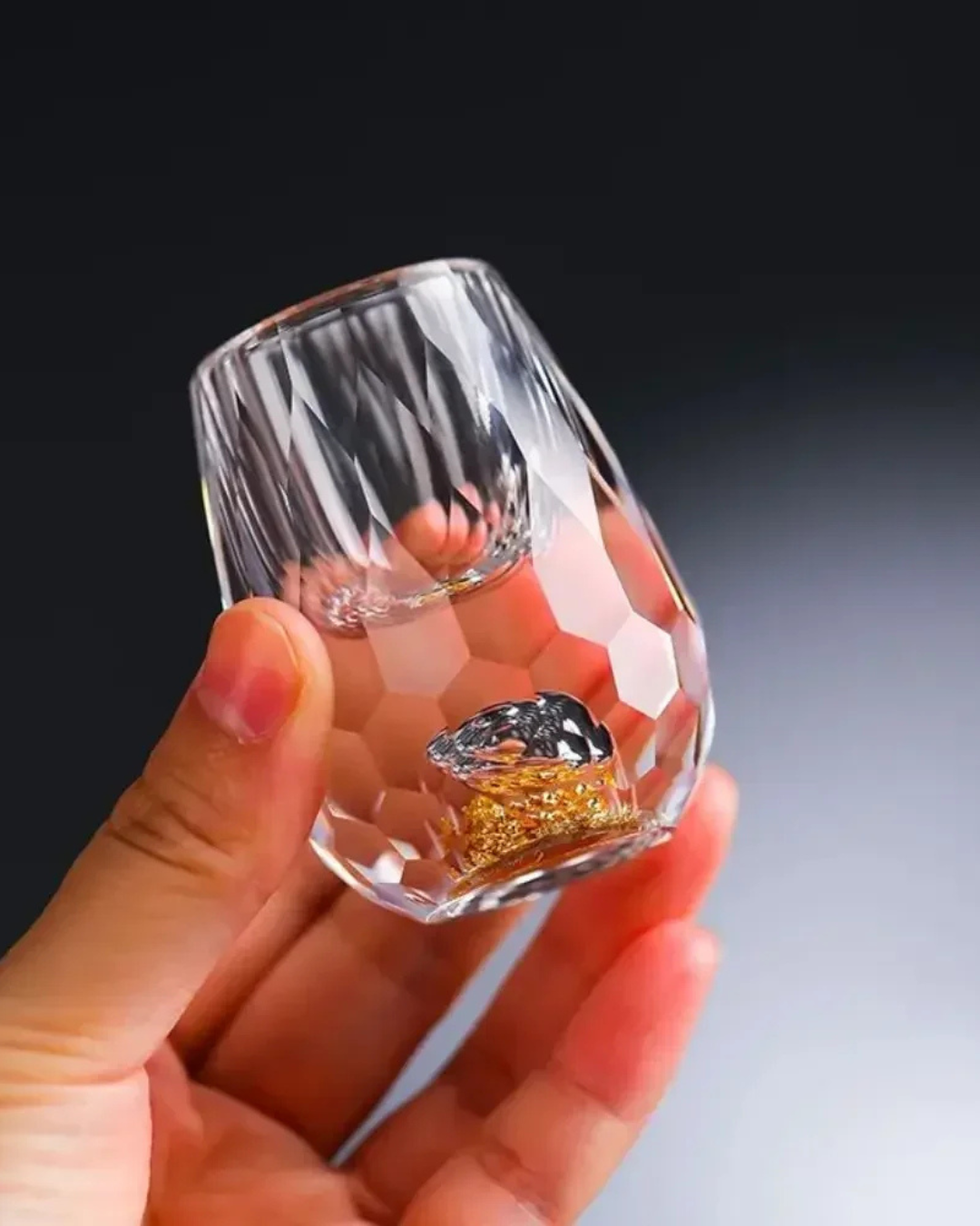 Conjunto 6 Copos Cristal Vidro com Folha de Ouro | Home Gaju