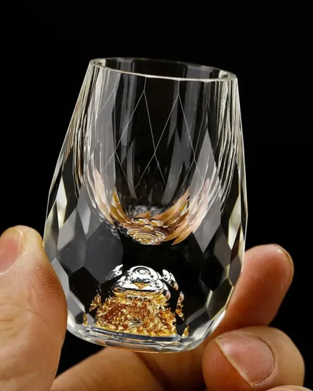 Conjunto 6 Copos Cristal Vidro com Folha de Ouro | Home Gaju