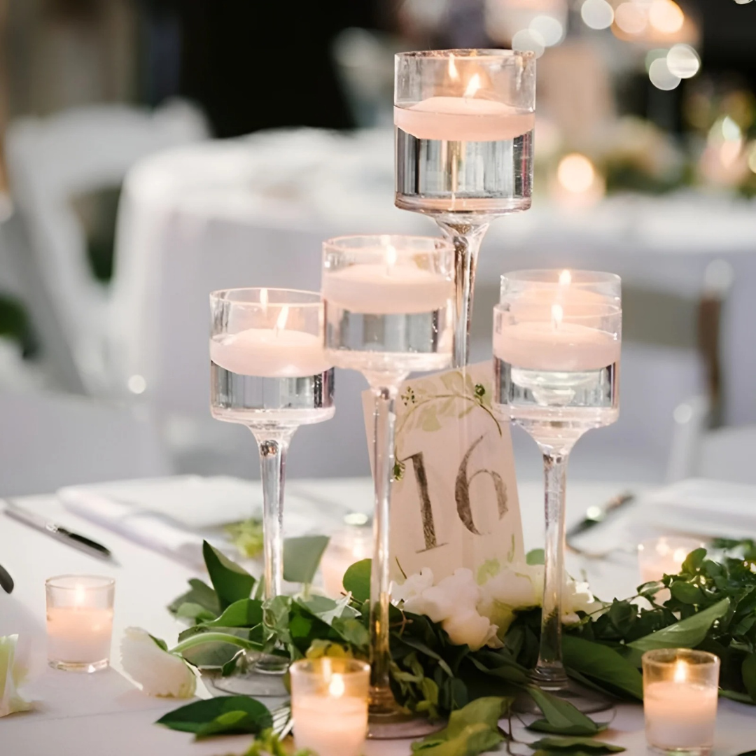 Conjunto 3PCS Porta-Velas de Vidro - Castiçais Elegantes para Decoração de Mesa e Festas | Home Gaju