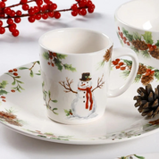 Conjunto de Louça Cerâmica Natalina com Pratos, Bowl e Xícaras - Estilo Europeu Home Gaju