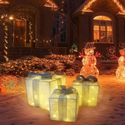 Conjunto de 3 Caixas de Presente Iluminadas com LED - Decoração de Natal para Árvore | Home Gaju