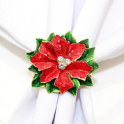 Conjunto de Anéis Guardanapo Natal Poinsétia e Cerejas com 12 Peças | Home Gaju