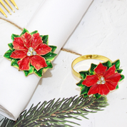 Conjunto de Anéis Guardanapo Natal Poinsétia e Cerejas com 12 Peças | Home Gaju