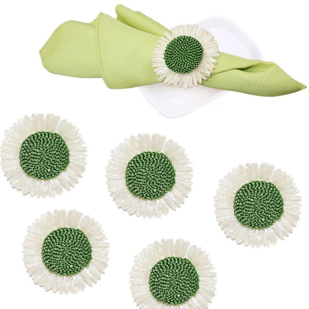 Conjunto de Anéis de Guardanapo Flor Verde Kit com 6 para Festa e Decoração | Home Gaju