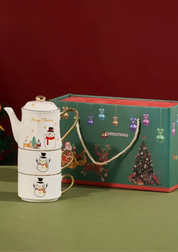 Conjunto de Chá Natalino em Cerâmica conjunto do boneco de neve