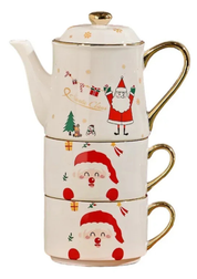 Conjunto de Chá Natalino em Cerâmica papai noel