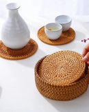 Conjunto de Descansos de Copo de Rattan Natural para Mesa e Cozinha Loja de Mesa Posta Online Home Gaju