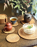 Conjunto de Descansos de Copo de Rattan Natural para Mesa e Cozinha Loja de Mesa Posta Online Home Gaju