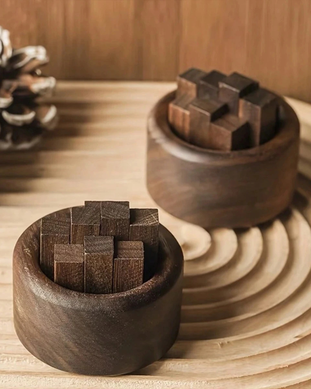 Conjunto de Difusores de Óleo Essencial em Madeira Noz Aromaterapia e Decoração | Home Gaju