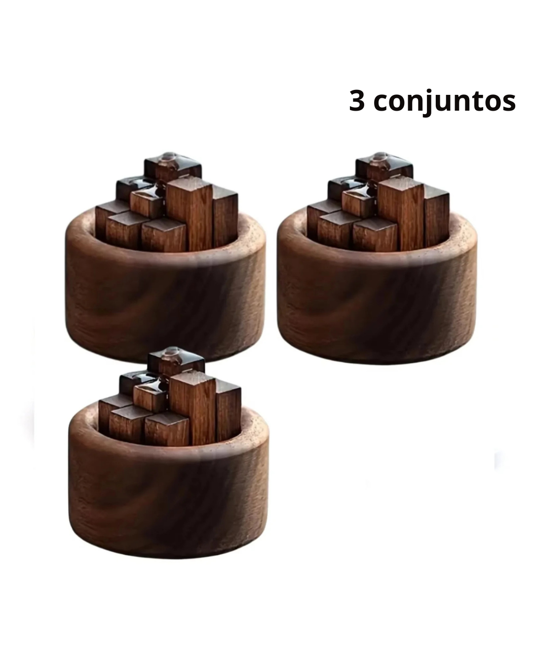 Conjunto de Difusores de Óleo Essencial em Madeira Noz Aromaterapia e Decoração | Home Gaju
