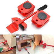 Conjunto de Ferramentas para Mover Móveis 5 Peças – Rolo de Movimentação com Barra Ergonômica e Rodas de 360° | Home Gaju