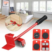 Conjunto de Ferramentas para Mover Móveis 5 Peças – Rolo de Movimentação com Barra Ergonômica e Rodas de 360° | Home Gaju