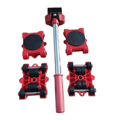 Conjunto de Ferramentas para Mover Móveis 5 Peças – Rolo de Movimentação com Barra Ergonômica e Rodas de 360° | Home Gaju