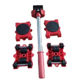 Conjunto de Ferramentas para Mover Móveis 5 Peças – Rolo de Movimentação com Barra Ergonômica e Rodas de 360° | Home Gaju