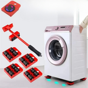 Conjunto de Ferramentas para Mover Móveis 5 Peças – Rolo de Movimentação com Barra Ergonômica e Rodas de 360° | Home Gaju