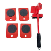 Conjunto de Ferramentas para Mover Móveis 5 Peças – Rolo de Movimentação com Barra Ergonômica e Rodas de 360° | Home Gaju