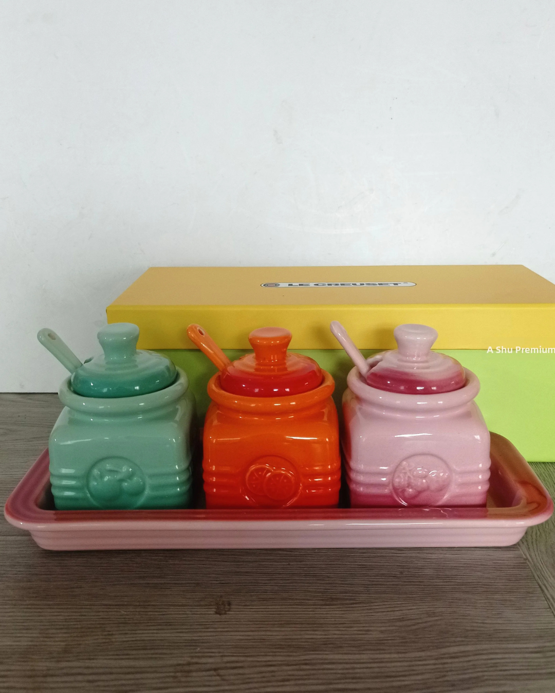 Conjunto de Potes de Cerâmica com Colher Armazenamento de Temperos Mel e Açúcar