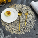 Conjunto de Sousplat Redondo Folha de Ouro | 6 Peças Antiderrapantes e Laváveis Loja de Mesa Posta Home Gaju