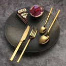 Conjunto de Talheres Slim de Aço Inoxidável 30 Peças - Faca de Bife, Garfo e Colher Dourado para Banquetes e Festas | Home Gaju