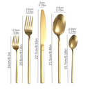 Conjunto de Talheres Slim de Aço Inoxidável 30 Peças - Faca de Bife, Garfo e Colher Dourado para Banquetes e Festas | Home Gaju