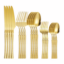 Conjunto de Talheres de Aço Inoxidável Dourado - 20 e 30 Peças com Colher, Garfo e Faca | Home Gaju