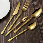 Conjunto de Talheres de Aço Inoxidável Dourado - 20 e 30 Peças com Colher, Garfo e Faca | Home Gaju