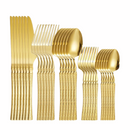 Conjunto de Talheres de Aço Inoxidável Dourado - 20 e 30 Peças com Colher, Garfo e Faca | Home Gaju