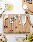 Conjunto de Utensílios de Cozinha com Cabo de Madeira 9 Peças Funcional e Estiloso | Home Gaju