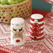 Conjunto de Utensílios de Cozinha de Natal – Bule de Cerâmica, Saleiro e Pimenteiro Festivos | Home Gaju