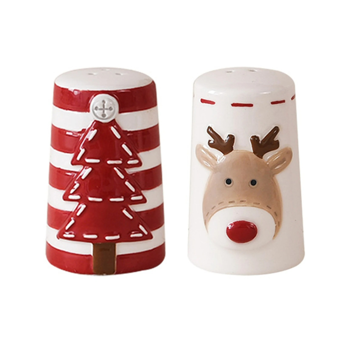Conjunto de Utensílios de Cozinha de Natal – Bule de Cerâmica, Saleiro e Pimenteiro Festivos | Home Gaju