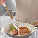 Conjunto de Utensílios de Cozinha de Silicone Ouro Branco 8 Peças – Espátula, Colher, Concha | Home Gaju