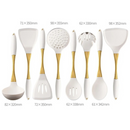 Conjunto de Utensílios de Cozinha de Silicone Ouro Branco 8 Peças – Espátula, Colher, Concha | Home Gaju