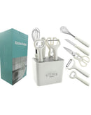 Conjunto de Utensílios de Cozinha em Aço Inoxidável, Descascador, Faca e Tesoura | Loja Online Home Gaju