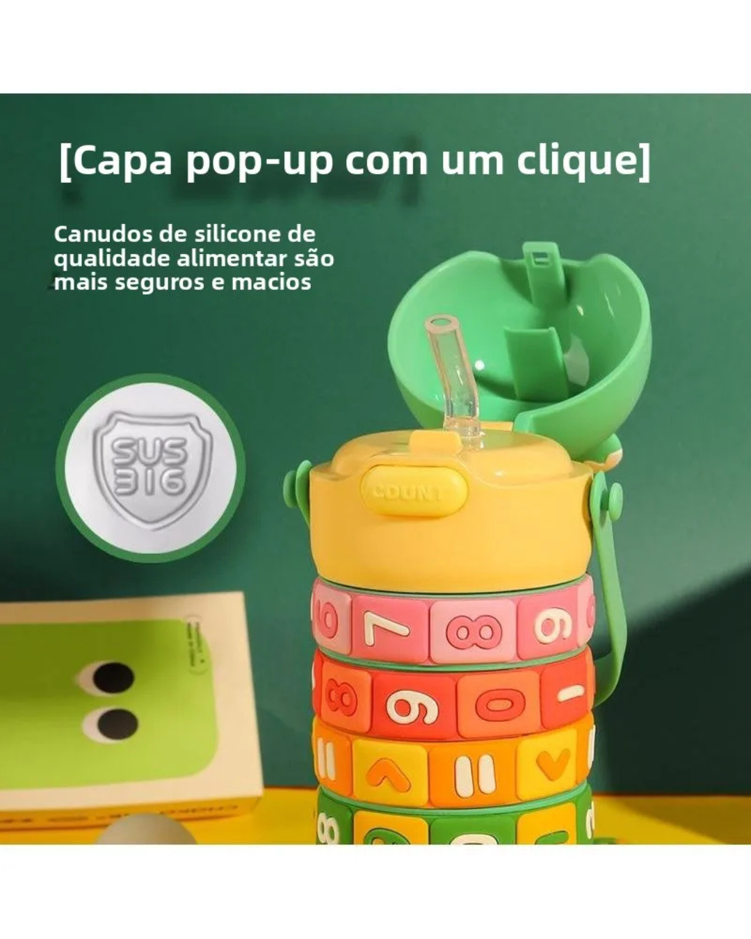 Copo Térmico Infantil com Canudo em Aço Inox | Home Gaju