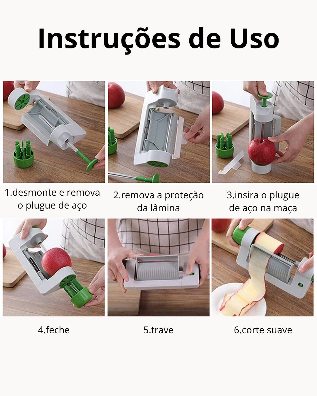 Cortador Vegetal Multifuncional com instruções de uso
