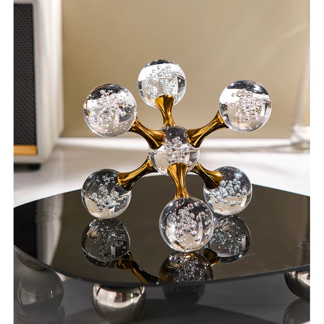 Decoração de Mesa Moderna com Bola de Cristal de Luxo | Elegância para Sala e Varanda | Home Gaju