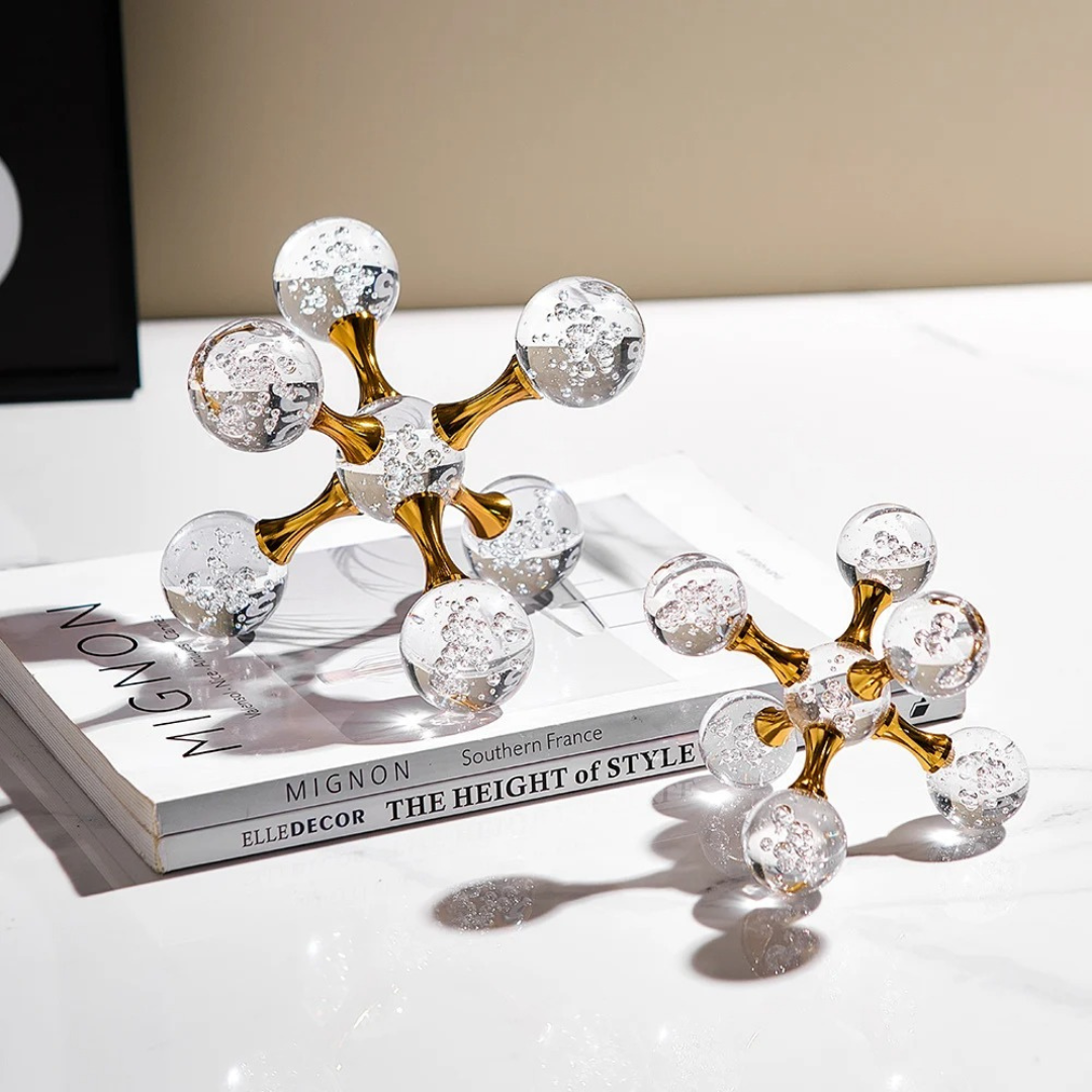 Decoração de Mesa Moderna com Bola de Cristal de Luxo | Elegância para Sala e Varanda | Home Gaju