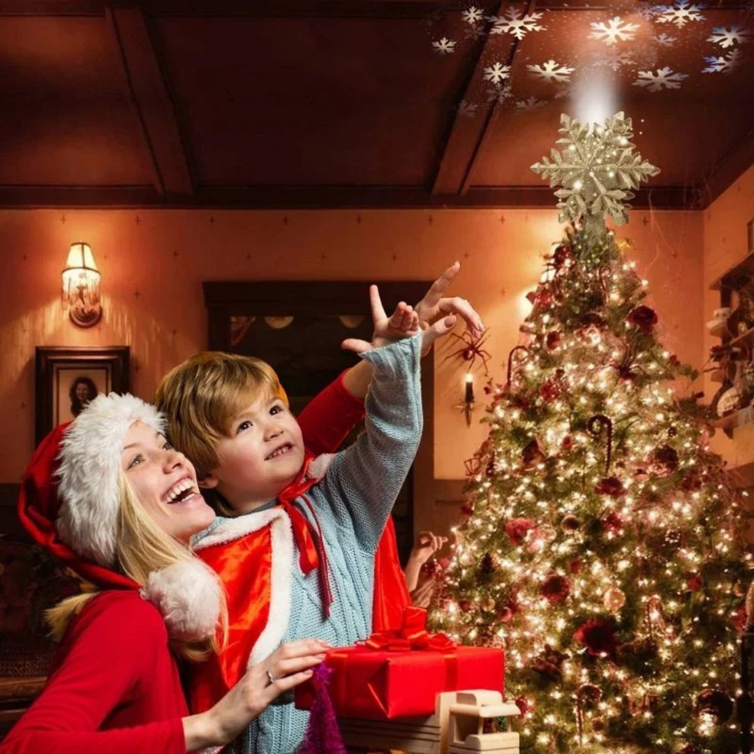 Decoração natalina de Topo de Árvore de Natal com criança e mãe